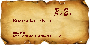 Ruzicska Edvin névjegykártya